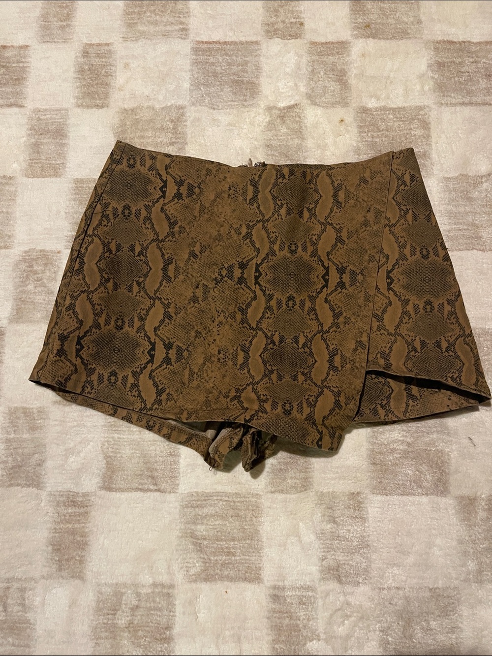 Brown Snake-Print Women's Skort